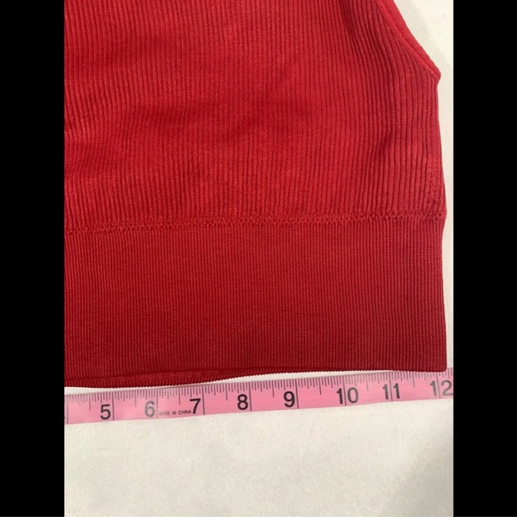 NEW Zella Seamless Ribbed Cropped Sports Bra Top in Red [SZ‎ Medium ] - Picture 5 of 8